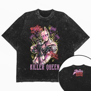Футболка stone wash з принтом з аніме Killer Queen JoJo 3456789942 фото