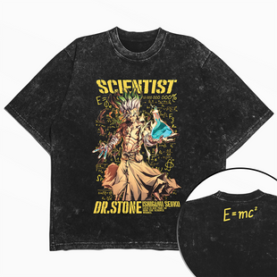 Футболка stone wash з принтом з аніме Dr. Stone 3456789995 фото