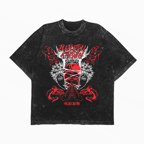 Футболка stone wash з принтом з аніме Jujutsu Kaisen 3456789996 фото