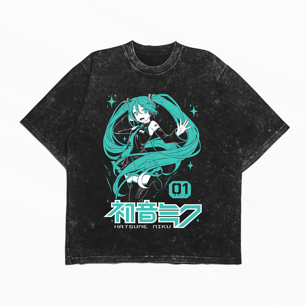 Футболка stone wash з принтом з аніме Hatsune Miku Vocaloid 3456789957 фото