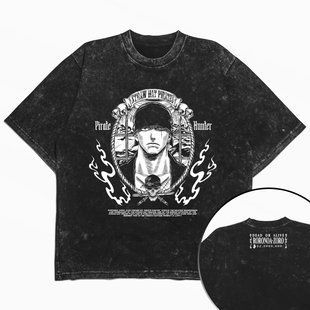 Футболка stone wash з принтом з аніме One Piece 3456789918 фото