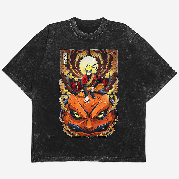 Футболка stone wash з принтом з аніме Naruto 3456789970 фото
