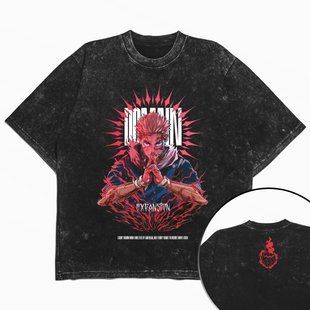 Футболка stone wash з принтом з аніме Jujutsu Kaisen 3456789921 фото