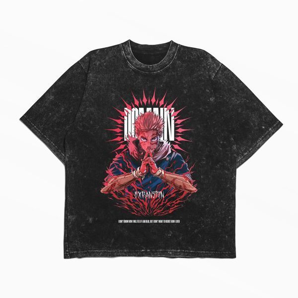 Футболка stone wash з принтом з аніме Jujutsu Kaisen 3456789921 фото