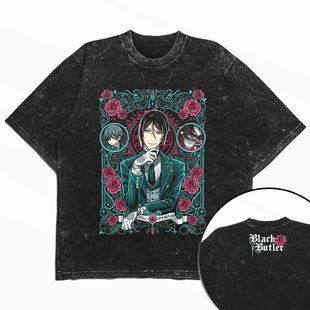 Футболка stone wash з принтом з аніме Black Butler 3456789922 фото