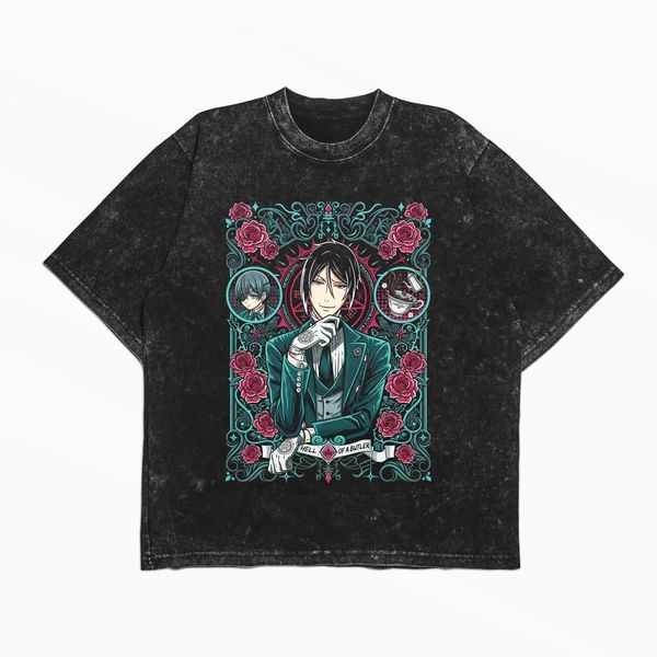 Футболка stone wash з принтом з аніме Black Butler 3456789922 фото