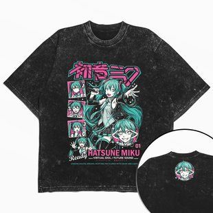 Футболка stone wash з принтом з аніме Hatsune Miku 3456789926 фото