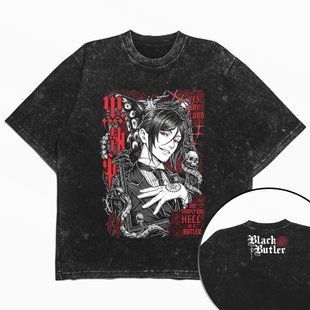 Футболка stone wash з принтом з аніме Black Butler copy_3456789923 фото
