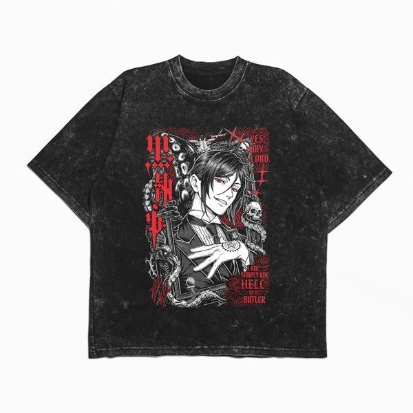 Футболка stone wash з принтом з аніме Black Butler copy_3456789923 фото
