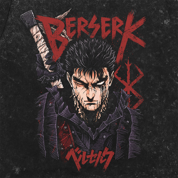 Футболка stone wash з принтом з аніме Berserk 3456789990 фото